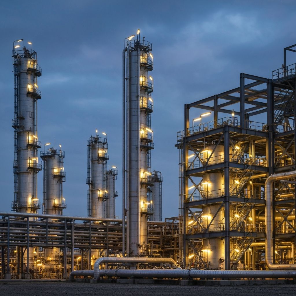 Oil and Gas refinery at dusk